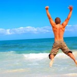 man jump bali beach